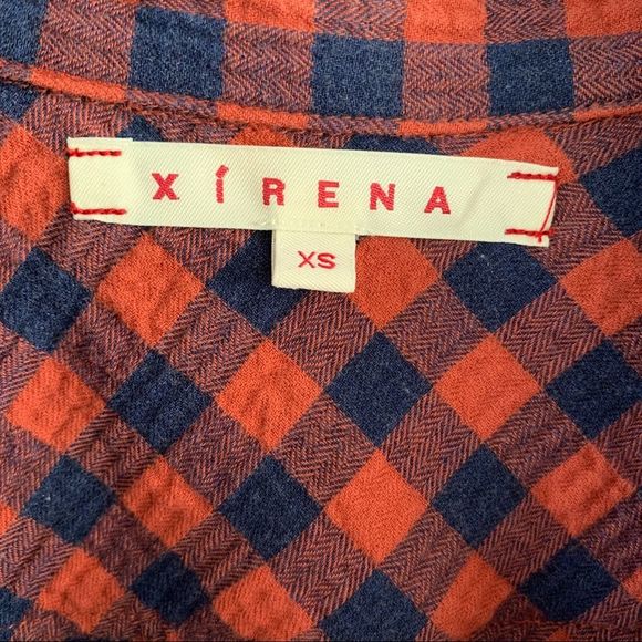 Xirena Plaid Button Down Top Long Sleeve Red Blue Cotton Collared Shirt Size XS - Picture 5 of 9
